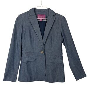 Savile Row Co. London Preppy Blue Linen Look Chambray Blazer Jacket Size Small